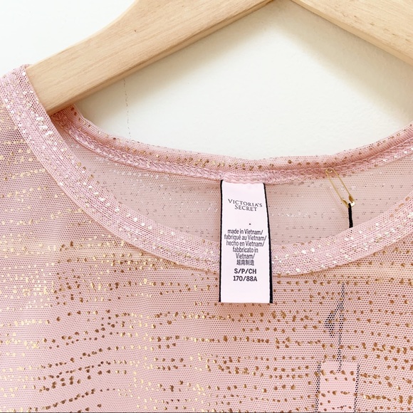 Victoria's Secret sheer light pink & gold top S - Picture 3 of 5
